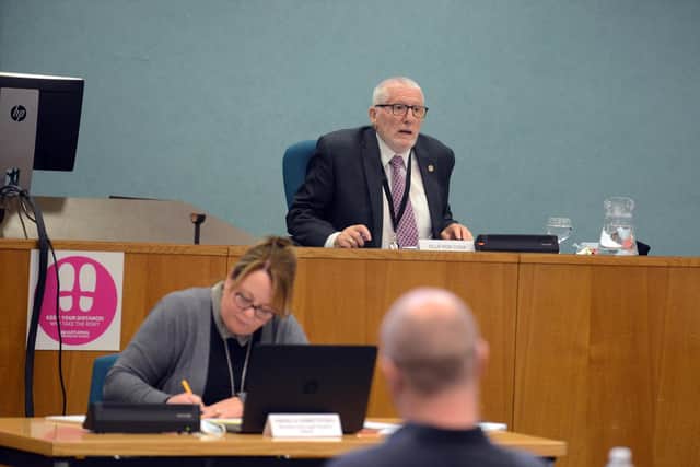 Hartlepool Council Audit and Governance Committee chairman Cllr Rob Cook during a meeting discussing the proposed closure of Hartfield's Medical Practice in August.