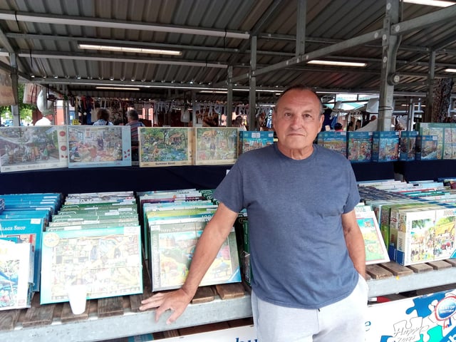 John Duffield is back open on the outdoor market selling jigsaws