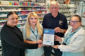 Pictured during the presentation with Hartlepool RNLI chairman, Malcolm Cook, are pharmacy staff members Vicki Nicholson, Charlotte Reece and Steph Hrane.