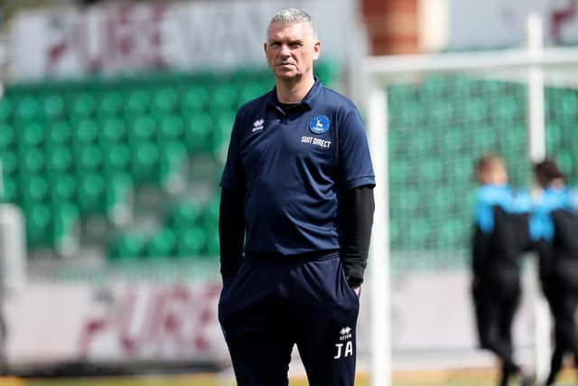 John Askey has highlighted Hartlepool United's defeat at Newport County as a key fixture in the club's failed relegation run-in. (Photo: Mark Fletcher | MI News)