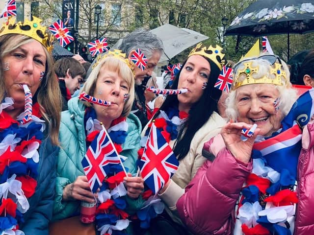 From left: Tracey Lancaster, Jackie Bonner, Charlotte Lancaster and Dora Smith, enjoying themselves at the King's Coronation in London.