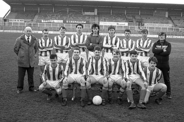 Hughie Hamilton (far right) pictures in 1987 with Hartlepool United Reserves team which he coached.