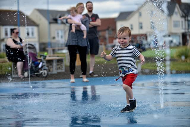 Seaton Carew's water park in the children's play area on The Front has proved very popular since opening in July 2018. Picture by FRANK REID
