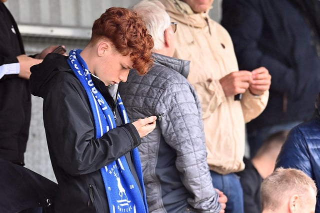 Hartlepool United fans at the 0-0 draw with Blyth Spartans on 22nd July 2023.