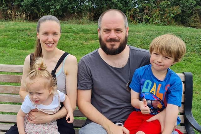 Emma and James Riggall with their children Willow, two, and Ollie aged six.