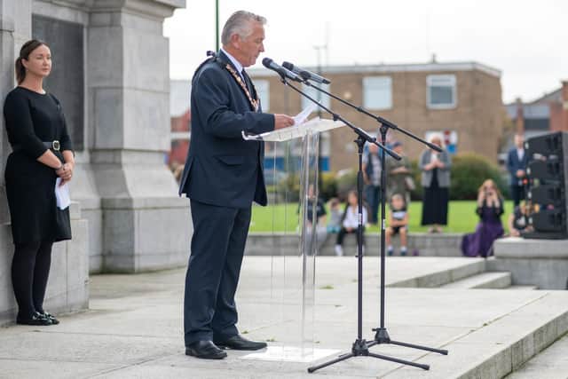The Ceremonial Mayor of Hartlepool, Councillor Brian Cowie, read out the proclamation./Photo: Hartlepool Borough Council/Ash Foster