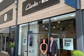 Claire Anderson, Clarks Kids Store Manager and Dalton Park Centre Manager Jerry Hatch.