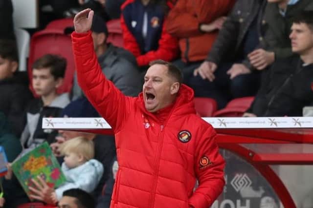 Ebbsfleet United manager Dennis Kutrieb was left with mixed emotions following a late draw with Hartlepool United. (Photo by Henry Browne/Getty Images)