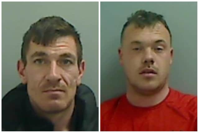 From left, David Waller and Dylan Black have been jailed at Teesside Crown Court after cocaine and cash were found inside a car they were travelling in.