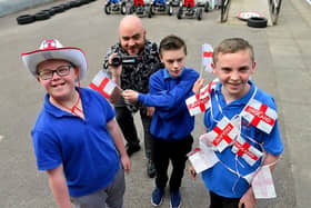 Catcote Academy teacher Rick Kitson who filmed the Vindaloo video with pupils Thomas Brookes, Ashley Boulton and Ethan O'Connor. Picture by FRANK REID