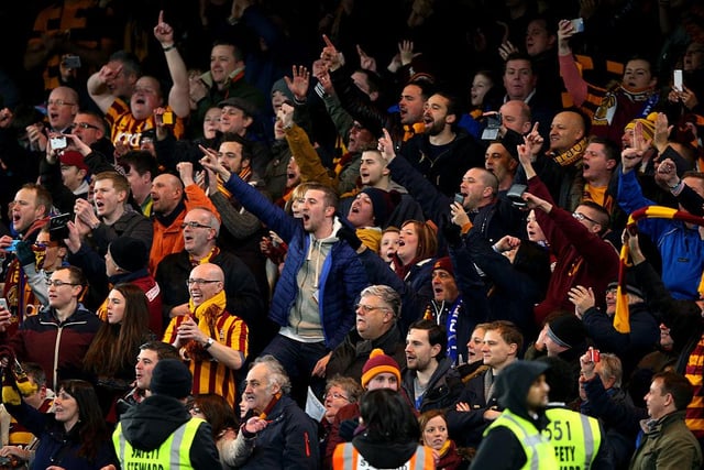 But out in front is the Bantams who see over 15,000 supporters head to Valley Parade on average.  (Photo by Paul Gilham/Getty Images)
