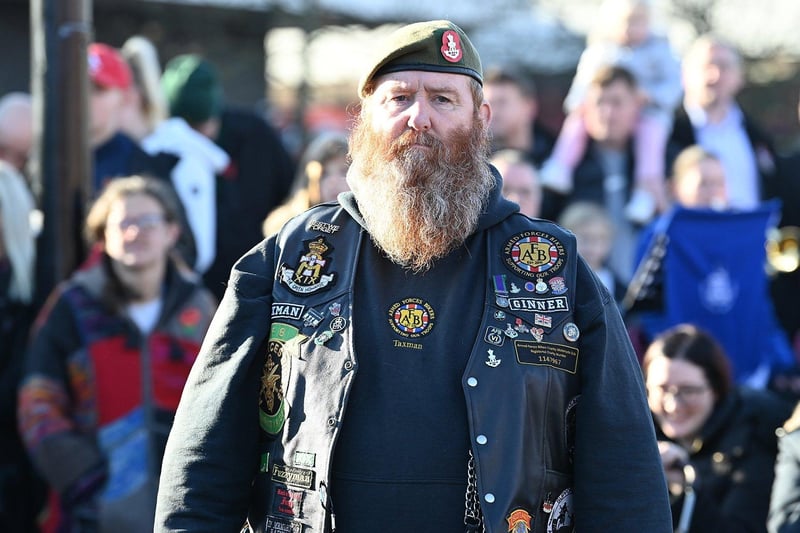 An army veteran from The Green Howards Regiment attends the Hartlepool Remembrance Day service.