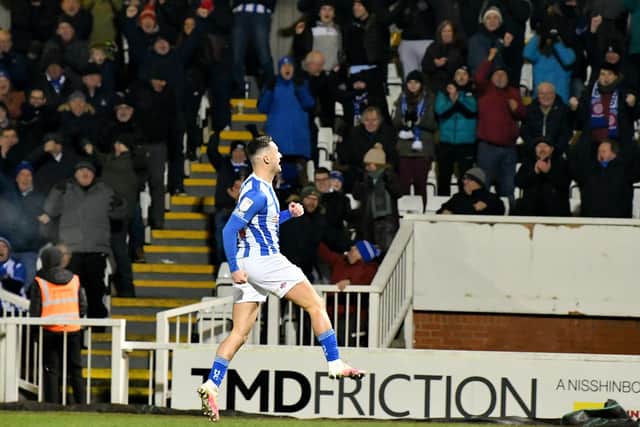 Luke Molyneux scored a stunning equaliser as Hartlepool United came from behind to force penalties in the Papa John's Trophy. Picture by FRANK REID