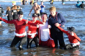 Dippers taking part in last year's Boxing Day Dip at Seaton Carew. Picture by FRANK REID