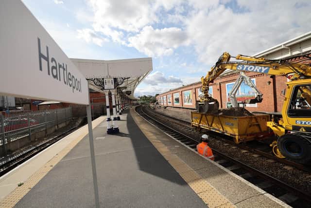 Ongoing work at Hartlepool Railway Station to restore its second platform to use.