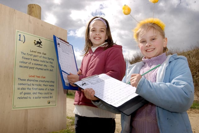 Kids take part in an Easter egg trail around Easington in 2006.