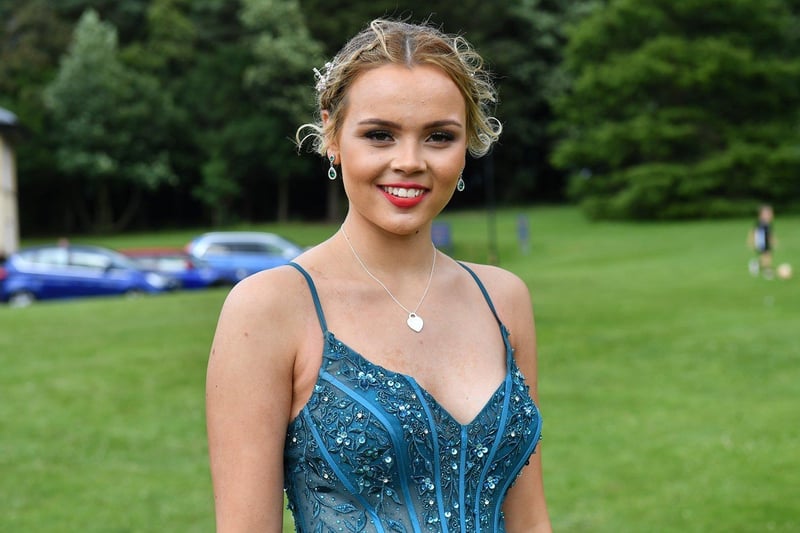 Evie Smith donning a blue dress at her year 11 school prom.