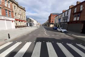 A deserted Church Street, in Hartlepool, during 2021 coronavirus restrictions.
