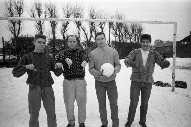 These four Hartlepool Sunday League players were disappointed that the inclement weather had wiped out the weekend's fixtures at a snow covered Grayfields. Do you recognise any pf the players or the year?