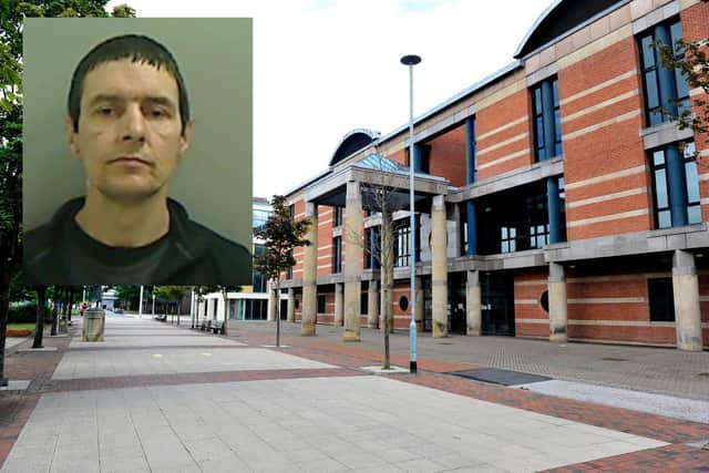 Alan Metcalfe (inset) was jailed for three years for burglary at Teesside Crown Court.