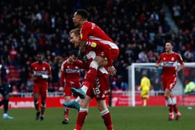 Middlesbrough's Duncan Watmore celebrates after scoring their sides second goal.