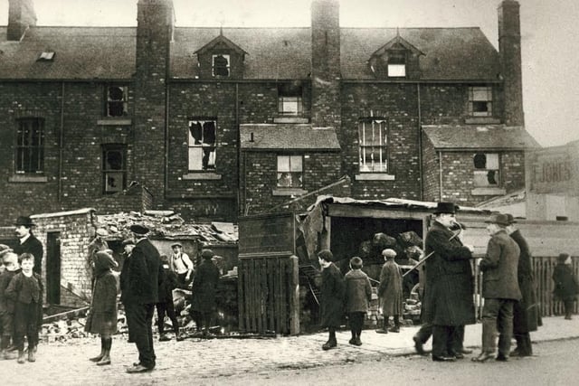 Residents observe the aftermath of the Bombardment of the Hartlepools in 1914.