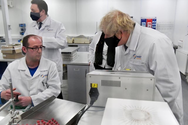 Boris Johnson learns more about the work at award-winning Hart Biologicals in April last year.