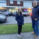 Millie Palmer (10) with her granddad Philip Angus (63) at the shopping parade in Elizabeth Way.