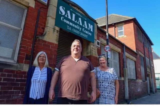 Fiona Cook (left), Ian Cawley (centre) and Sheila Hope (right) pictured outside Salaam Community Centre, in Murray Street, Hartlepool.