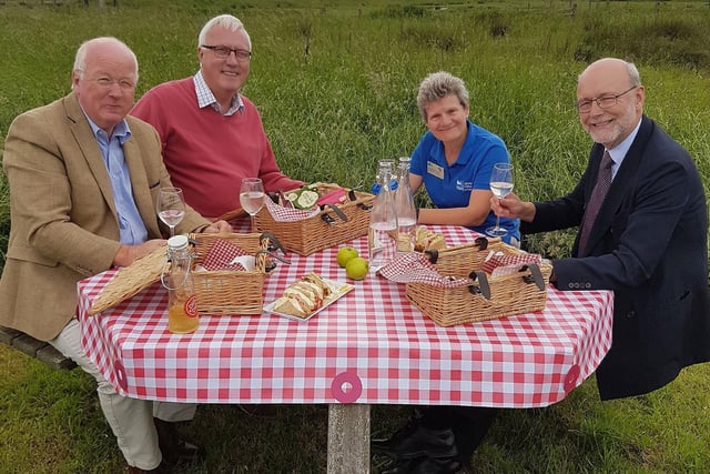 Enjoying a relaxing moment at Saltholme 5 years ago. Pictured (left to right) are David Braithwaite, Site Manager at RSPB Saltholme, David Kitchen, Chairman of Teesside Environmental Trust (TET), Caroline Found, Visitor Experience Manager at RSPB Saltholme and Alex Cunningham, MP for Stockton North.
