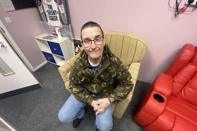 Stephen Picton in the Fibromyalgia community room within The Arches, Park Road Hartlepool Picture by FRANK REID