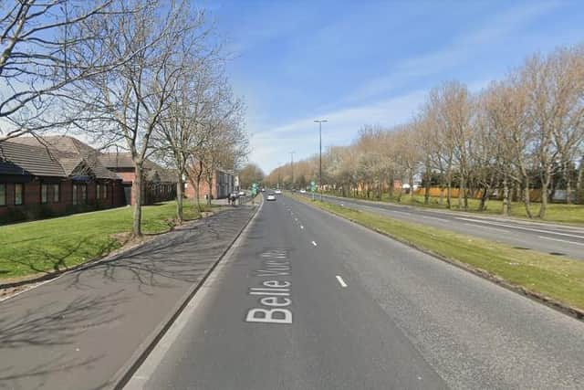 The collision happened on Belle Vue Way on Sunday.