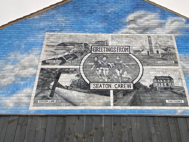 A mural painted by Durham Spray Paints on a house at the junction of Allendale Street and Station Lane.