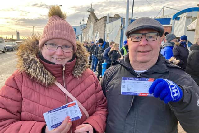 Nicola Borthwick and dad Michael Whittaker with their tickets.