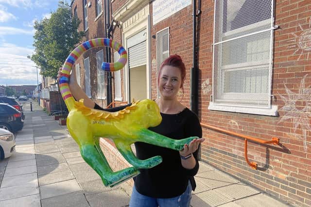 Jade Bromley outside the Wharton Trust which last year took part in a Monkey Trail art project around Hartlepool. Picture by FRANK REID