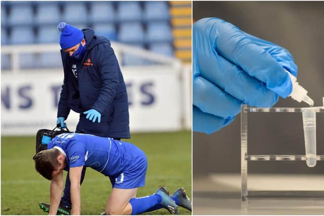 Hartlepool United physio Ian 'Buster' Gallagher (pictured), hands out coronavirus tests to all players and staff twice a week.