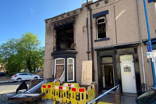 The aftermath of the house fire in Mitchell Street, Hartlepool.