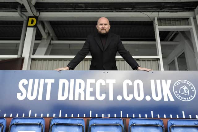 Suit Direct will now see their logo on the front of Hartlepool United's home shirts. Picture by FRANK REID