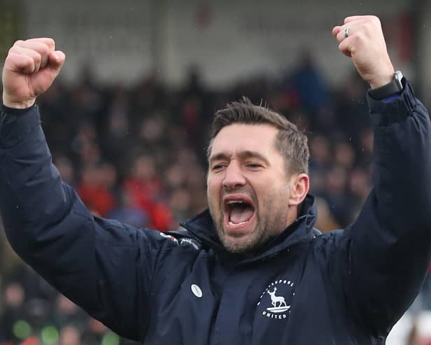 Graeme Lee didn't know whether to look as Hartlepool United overcame Charlton Athletic on penalties in the Papa John's Trophy. (Credit: Mark Fletcher | MI News)