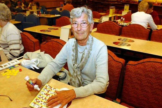 This lady is enjoying a good old-fashioned game of bingo at Mecca, in Hartlepool, in 2003.
