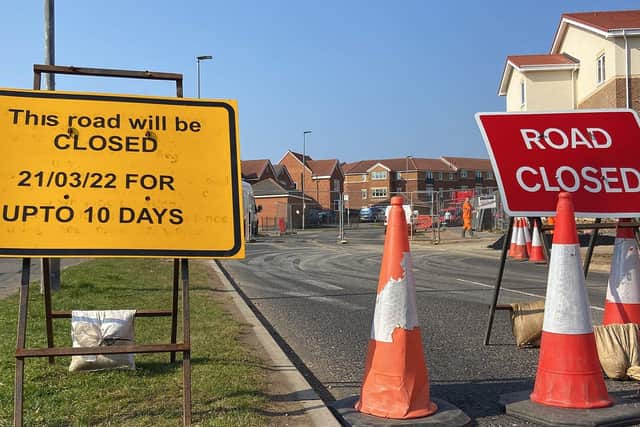 Merlin Way, in Hartlepool, is closed for up to three weeks from March 21. Picture by FRANK REID.
