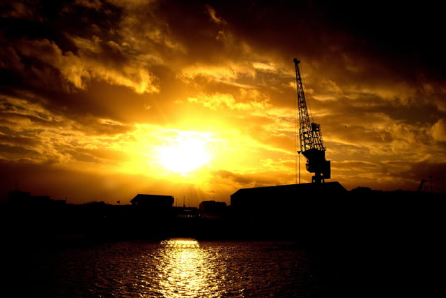 A crane on Hartlepool Docks reaches for the sky in an early February sunset in 2013.