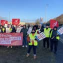 TMD Friction workers striking outside the Hartlepool factory on Monday, January 22. Photo: Frank Reid.