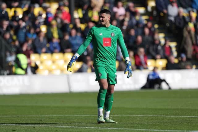 Pete Jameson would be seen as a sensible signing for Hartlepool United with the goalkeeper set to leave Harrogate Town. (Credit: Mark Fletcher | MI News)