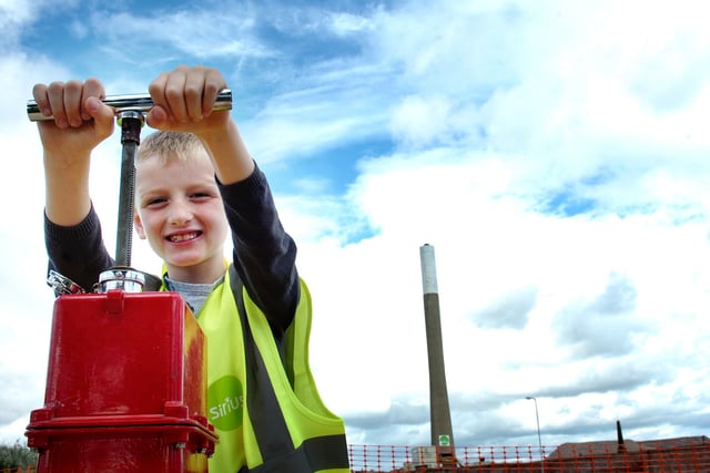 Eight-year-old Jamie Brown pressed the plunger to blow up the chimney after his granddad, Dave Fricker won a raffle in 2012.