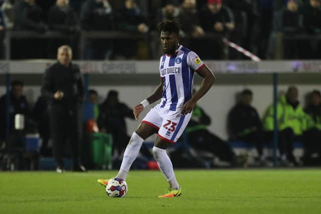 Rollin Menayese is set to miss the rest of the season for Hartlepool United. (Credit: Mark Fletcher | MI News)