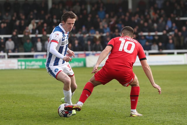 Brilliant recovery run when losing possession to Sotiriou to usher out. Good block to deny Moncur at the front post. Was involved a lot and helped Pools get on the front foot later in the second half. (Photo: Mark Fletcher | MI News)