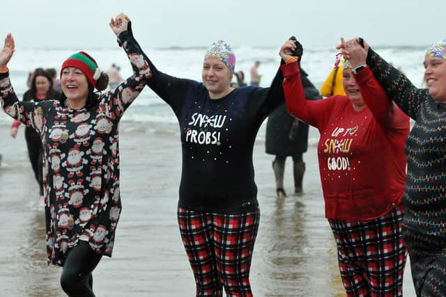 Charity dippers taking part in last year's Hartlepool Round Table Boxing Day dip at Seaton Carew. Picture by FRANK REID
