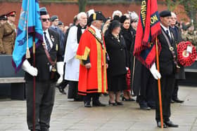 The Mayor Councillor Brian Cowie and the civic party makes its way to the Remembrance Day parade Victory Square, Hartlepool. Picture by FRANK REID