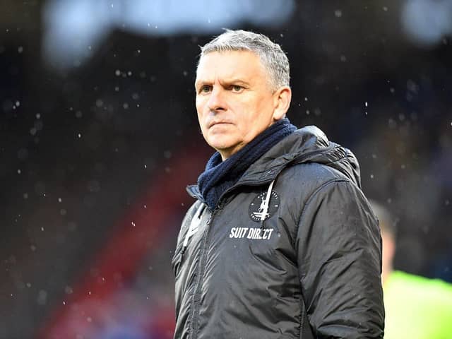 John Askey during his final game in charge at Oldham on December 30. Picture by FRANK REID